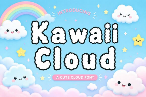 Kawaii Cloud: A Playful Display Font for Cloud-Soft Branding