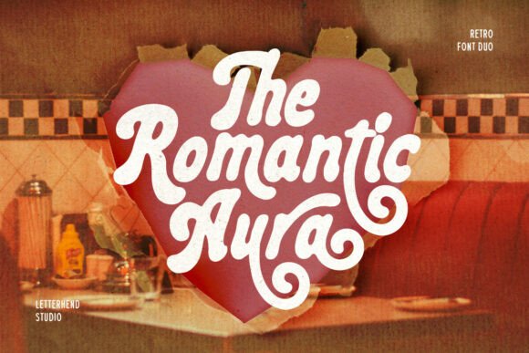 Romantic Aura Duo: A Groovy Display Font for Handmade Products